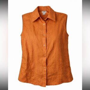 Women’s vintage outline petite 100% linen button up tank top 1990’s size 10p